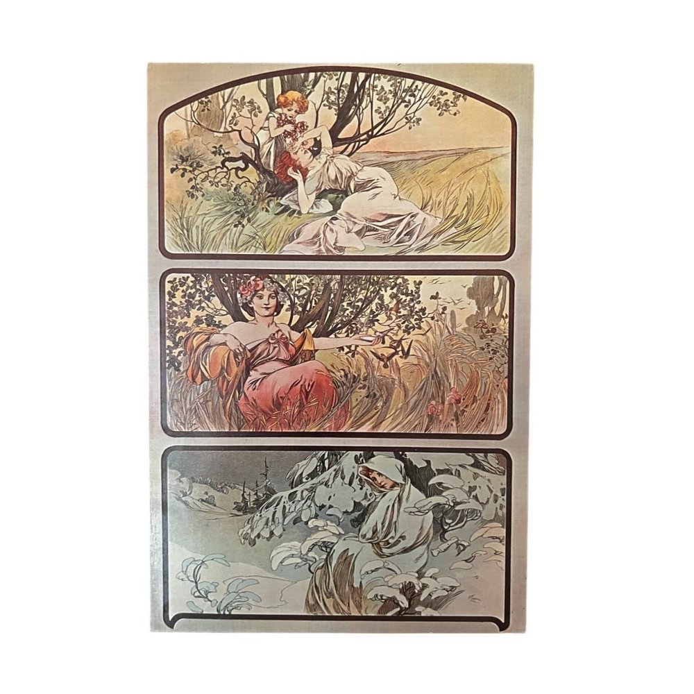 SOLD. Art Nouveau Vintage, Postcard by Alfons Mucha Sandi Val Ltd., 1966